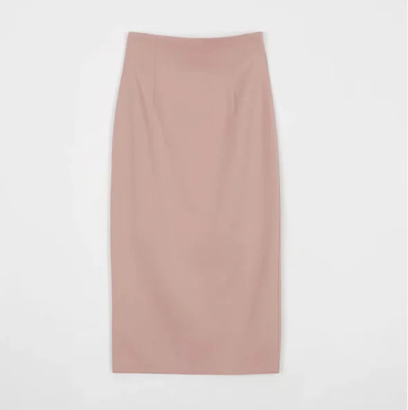 Solid Color High-Waisted Midi Skirt