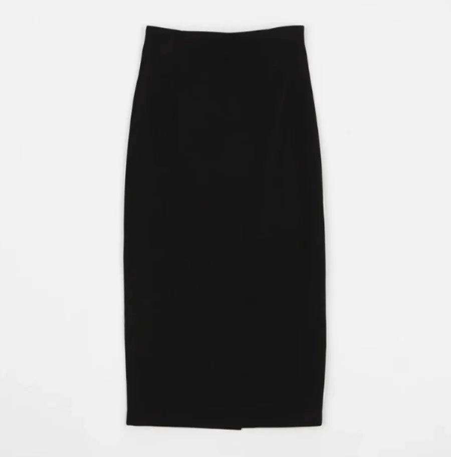 Solid Color High-Waisted Midi Skirt