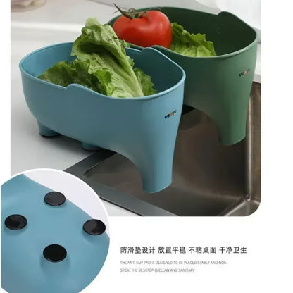 New Elephant Drain Baskets Multi-Purpose Kitchen Storage Drain Basket Household Fruit and Vegetable Basket Plastic Drain Baskets