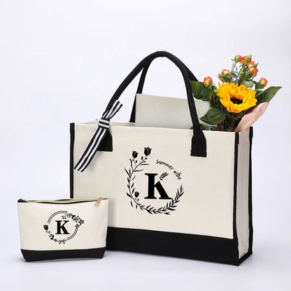 Alphabet Printing Large Capacity Ladies Tote Bag Fashion Hundred Canvas Handbag Daily Tote Shoulder Sons Mother Bag Set